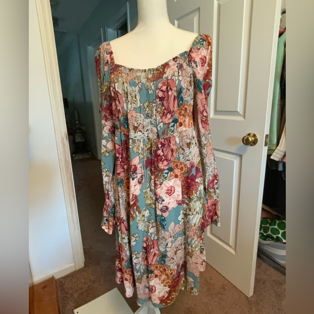Maeve Floral Long Sleeve Dress - Pink, Blue, Green